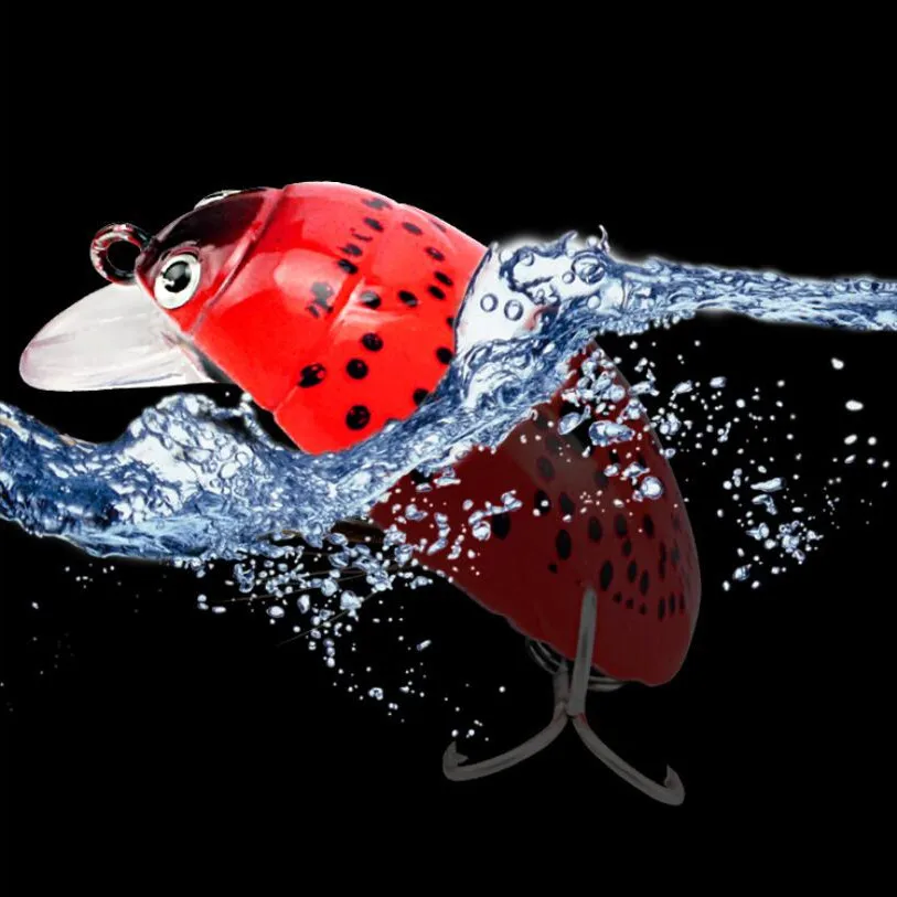 1Pc 3.8cm 4.1g Artificial Ladybug Fishing Bait Cicada Beetle Insect Wobblers Fishing Lures Topwater For Bass Carp Fishing Tackle