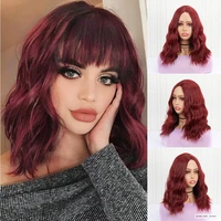 joybeauty hair synthetic wigs for women medium long curly wigs middle part wine red cosplay wigs