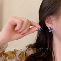 fashion creative zircon heart earrings korean simple atmosphere earrings retro small earrings womens jewelry gifts