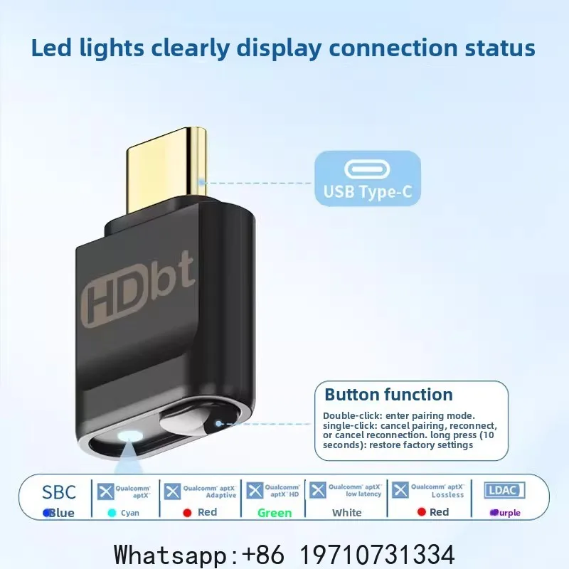 Фото QCC Core 5.4 Bluetooth 6.0 LDAC Audio USBC Transmitter APTX LOSSLESS HD LL AD №3