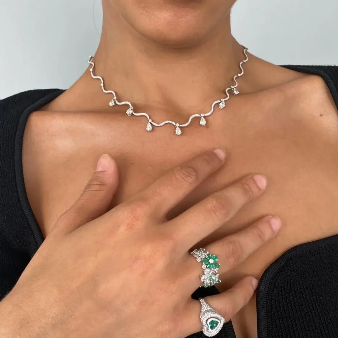 2024 Модные Белые Розовые каплевидные фианиты с микрозакрепкой фианита украшенные