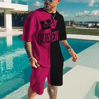 new summer mens fashion t shirt suit high quality 3d printed loose design tops casual beach shorts 2 piece clothing for men
