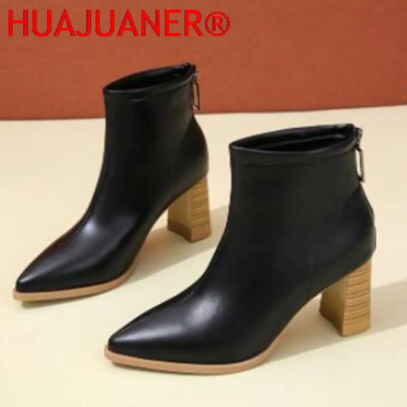 

2022 New Autumn Winter Women Chelsea Ankle Boots High Heels Shoes Fashion Chunky Pumps Party Ladies Casual Punk Motocycle Botas