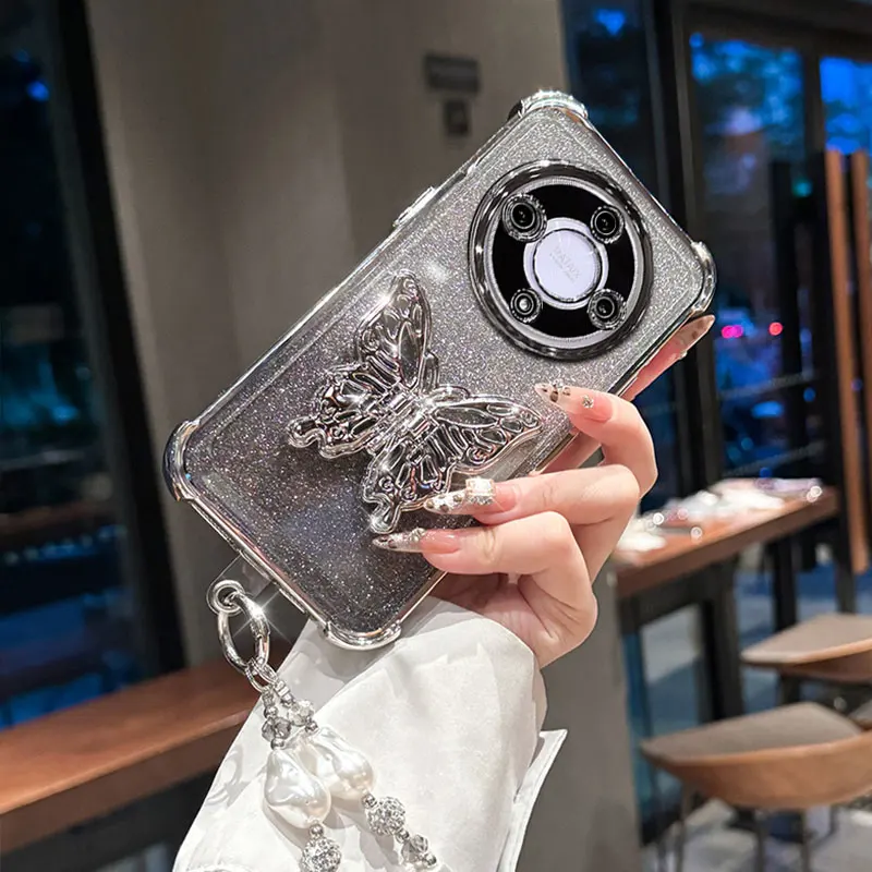 Роскошный противоударный чехол с жемчужной цепочкой для Honor Magic5 Lite 5G