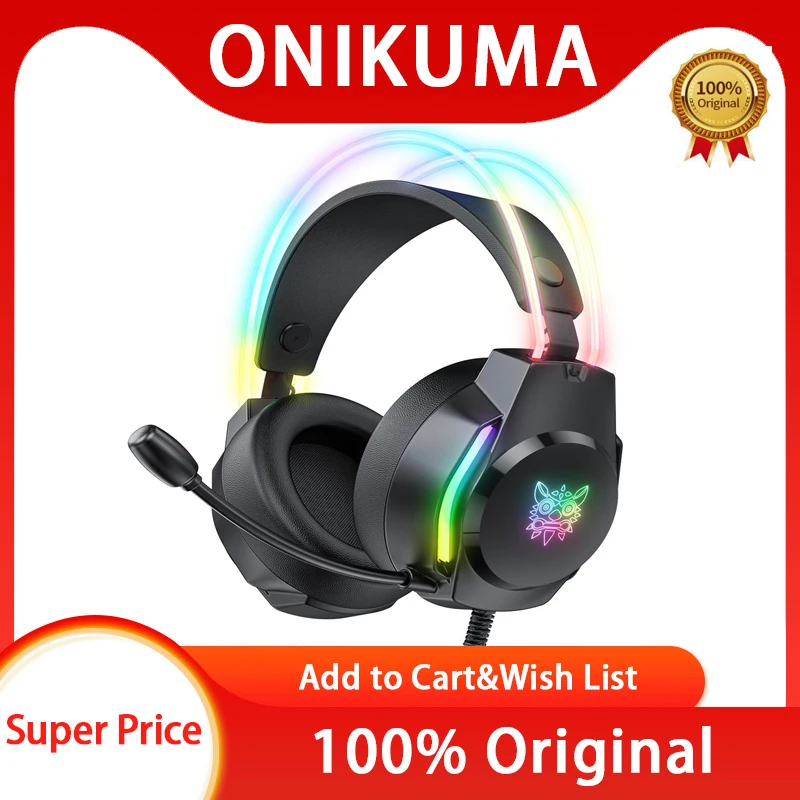 

ONIKUMA X26 RGB Headset Gamer PC PS4 Gaming Headphones with HD Flexible Mic 3.5mm Headphone for Xbox PS5 Switch Computer Games