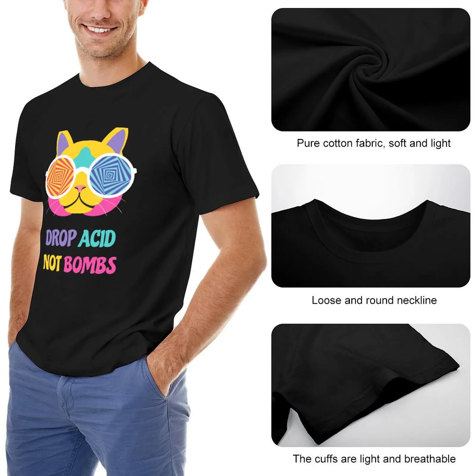 Футболка Drop Acid Not Bombs синяя арочная эстетичная одежда винтажная рубашка в стиле