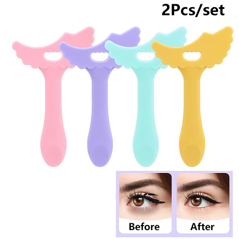 

2Pcs Multifunction Silicone Eyeliner Stencils Drawing Lipstick Wearing Aid Face Cream Mask Applicator Beauty Makeup Tools