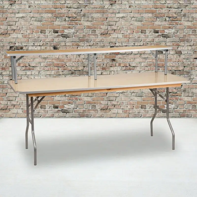 

Amara 72'' x 12'' x 12'' Birchwood Bar Top Riser with Silver Legs