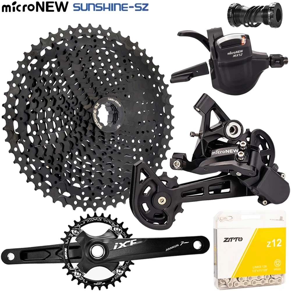 Фото Деталь переключателя передач microNEW MTB 12 Скоростей 1x12 задний переключатель передач 12 В 50 т 52 т кассета ZTTO 12 S цепь K7 Звездочка 170 мм кривошипная ... №1