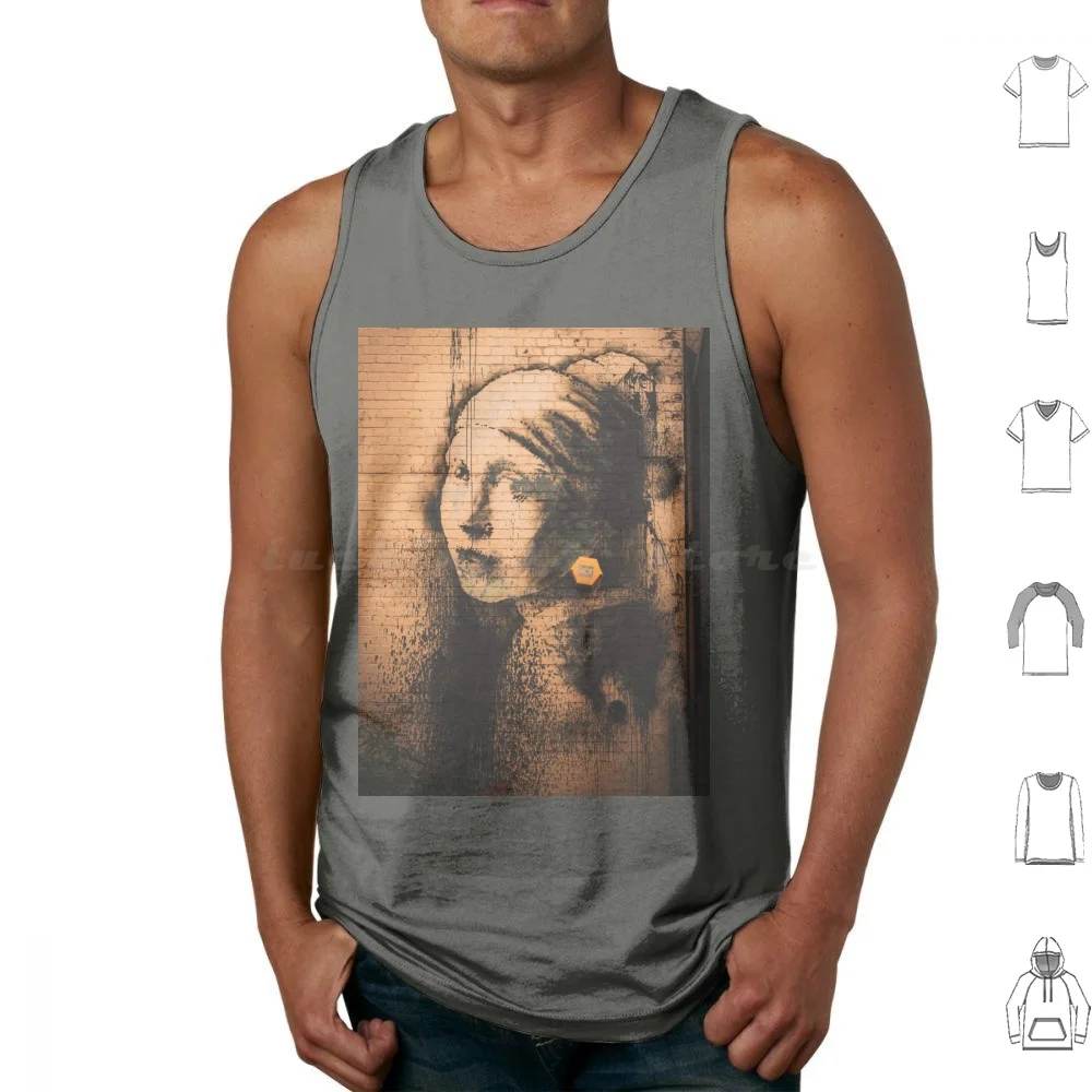 

Banksy's " Girl With A Pierced Eardrum " Tank Tops Vest Sleeveless Uk Abstract Adventure Atmospheric Bristol Building