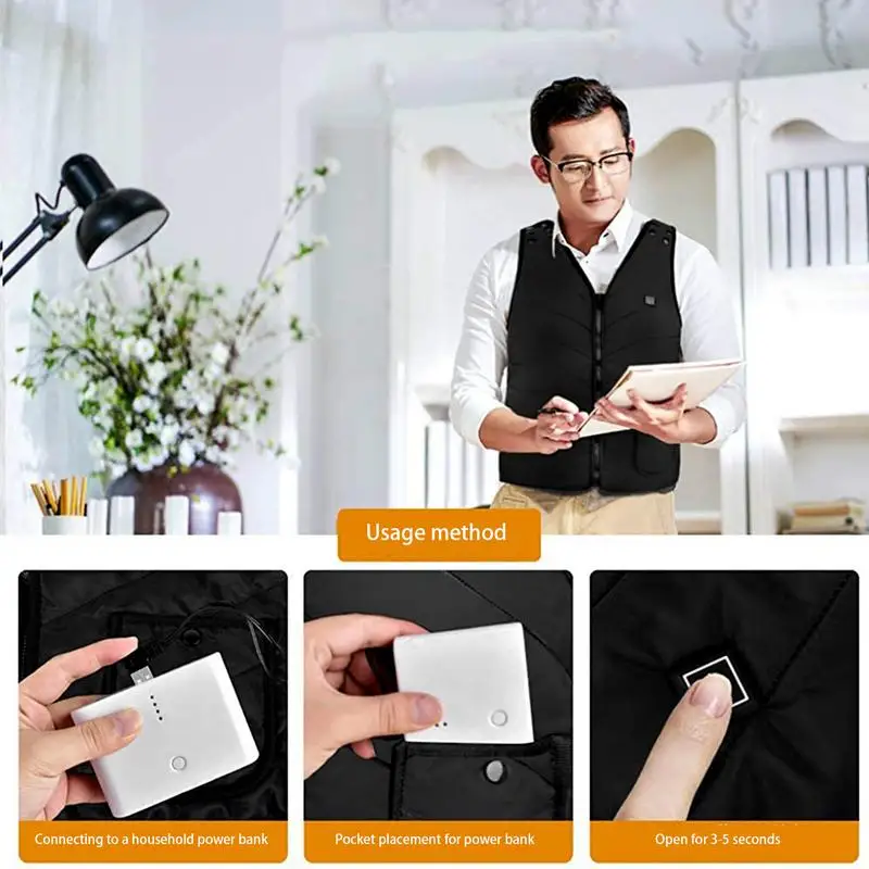 Жилет с электрическим подогревом для охоты 3 терможилет спереди и сзади 5 зон