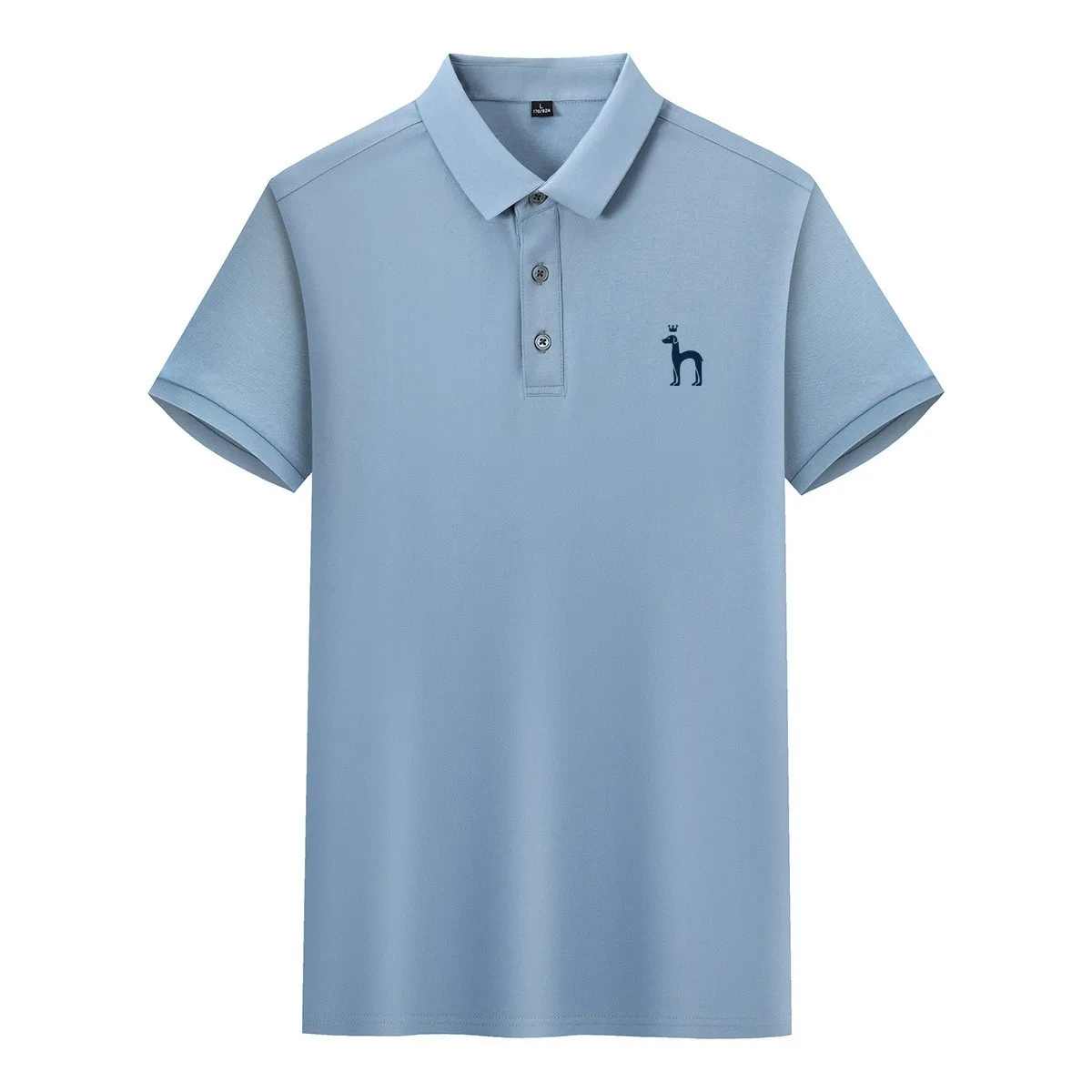 Embroidery Men's T-shirt Polo Shirt Solid Color Brand Cotton High End Fashion Casual Men Shirt Collar Silk Short Sleeve