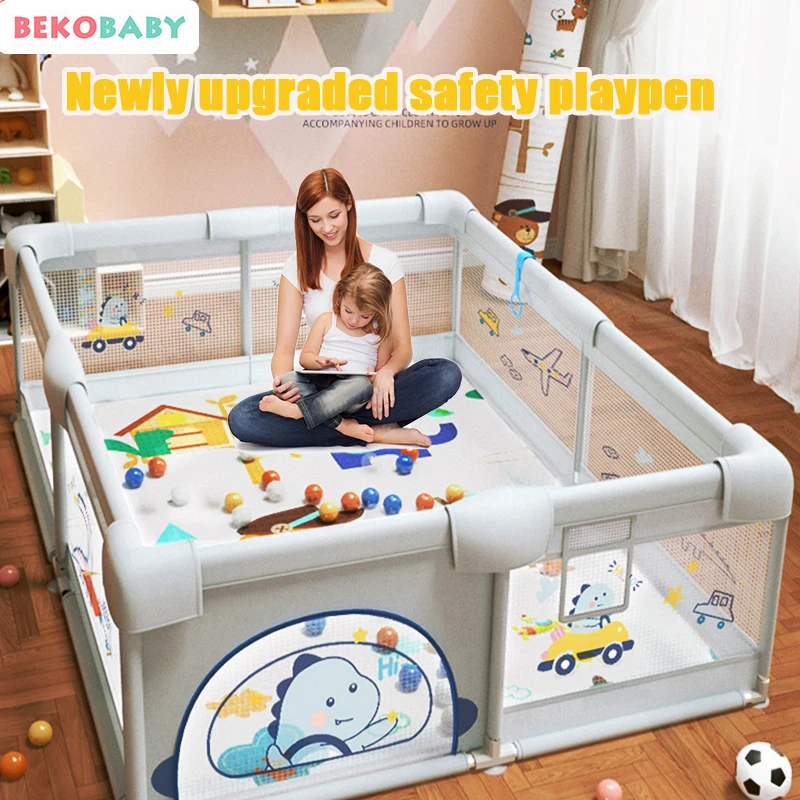 BekoBaby Large Baby Playpen for Toddler, Indoor & Outdoor Kids Activity Center Sturdy Safety Play Yard with Soft Breathable Mesh