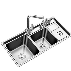 stainless steel kitchen sink double bowl sinks kitchen above counter or udermount sinks vegetable washing basin ship from brazil free global shipping