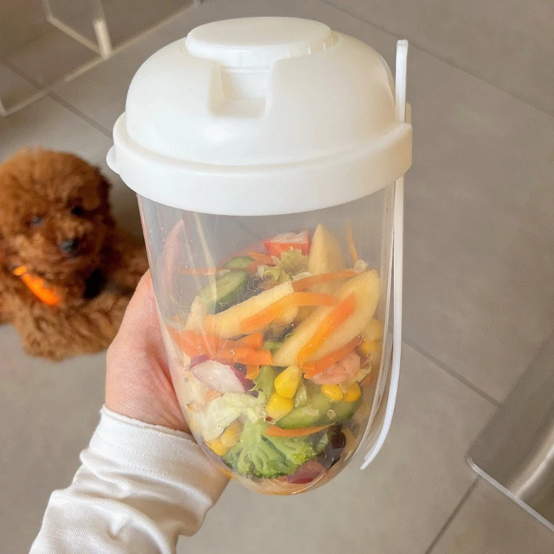 

Home salad cup Mason-cup with spoon cover yogurt cup portable milk weight loss slimming cup picnic fruit cup office lunch box
