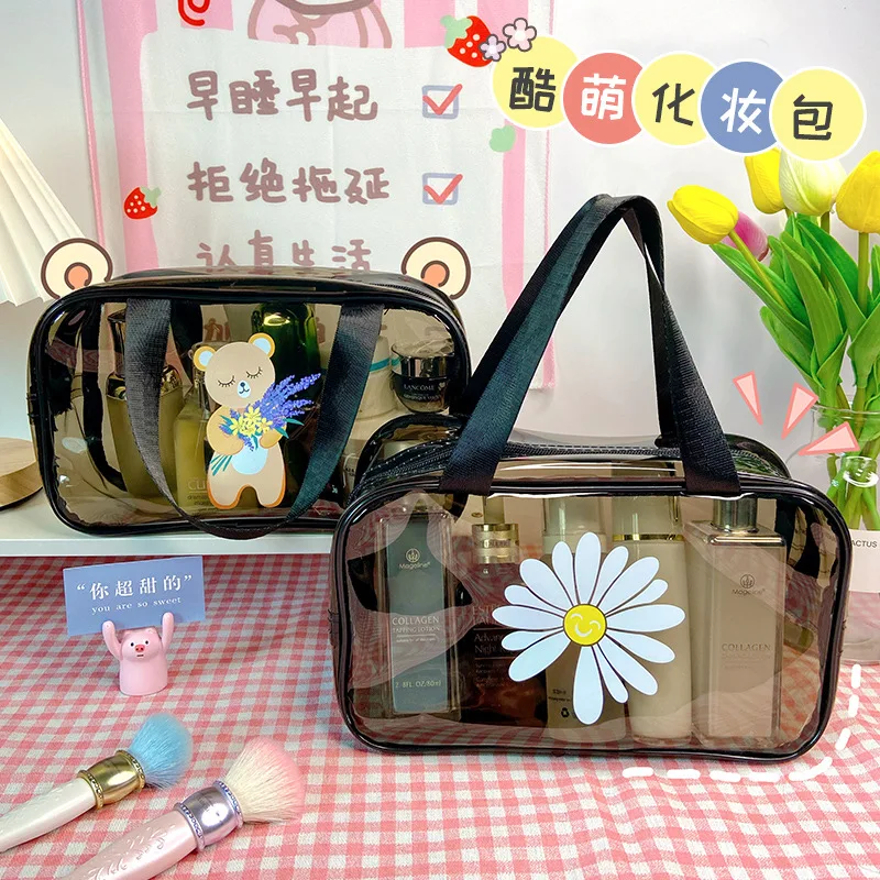 Hygiene & Grooming Kit Organizer Korean Transparent PVC Bear Cartoon Cosmetic Bag Large Capacity Waterproof Storage Travel