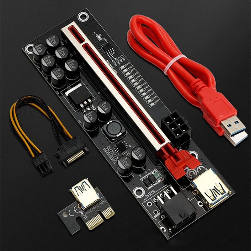 

VER011 PRO Riser Card PCI-E 1X To 16X USB3.0 6PIN Graphics Extension Cable With 10 Solid Capacitors B250 B75 BTC