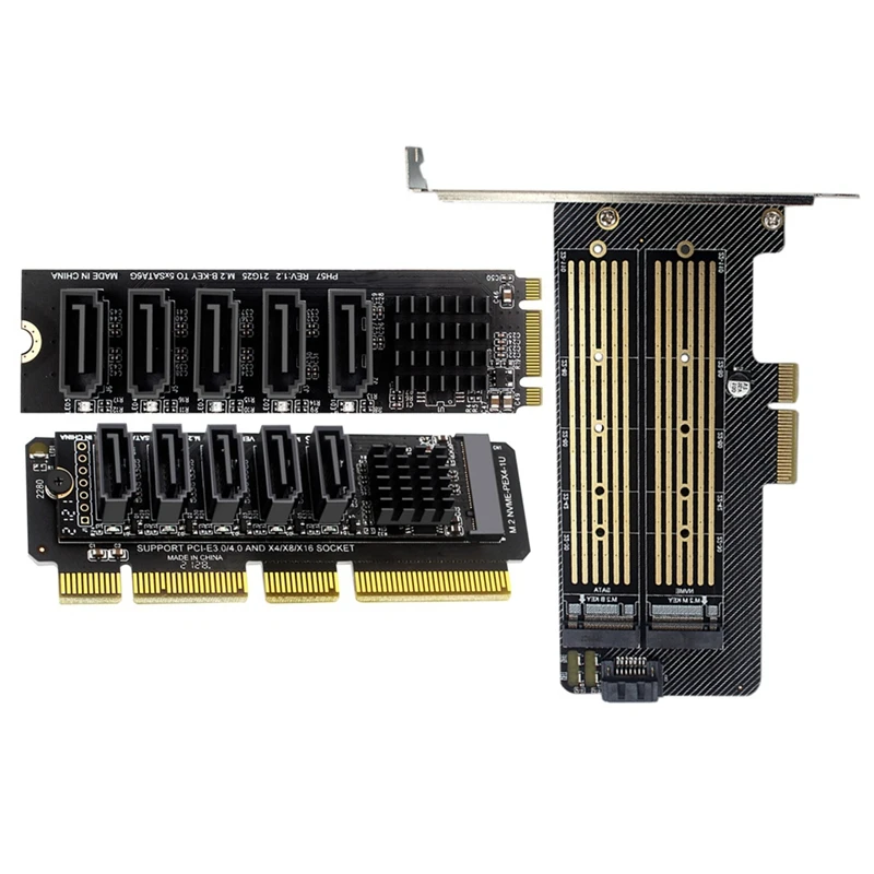 

Адаптер M.2 NGFF B-Key M.2 NVME-PCI-E X4 X8 X16 + M.2 с двумя дисками, карта расширения SATA 3,0 с 9 портами, Поддержка порта SSD и HDD