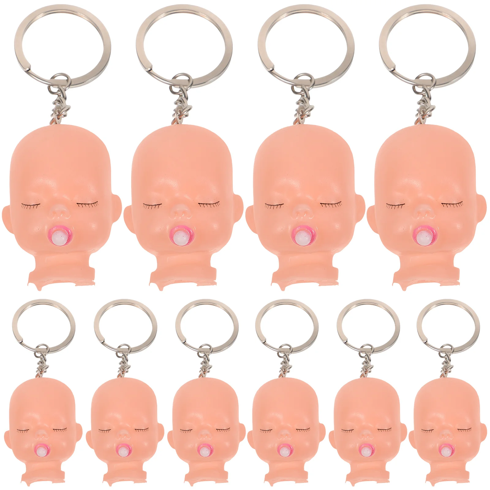 

10 Sets of Hanging Key Chain Lovely Keychain Decorative Head Shaped Bag Ornament Bag Accessory