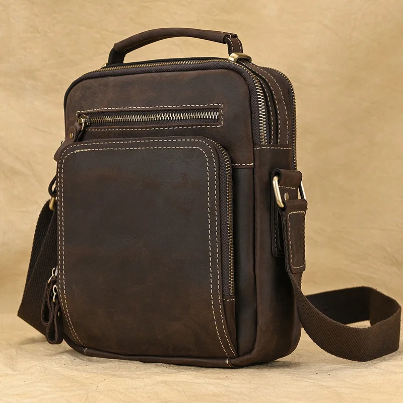 

Newsibrds Leather Of Leather Bag Sling High Style Genuine Real Bag Crossbody Cowhide Vintage Bag Shoulder Man Men's Quality