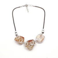 dd natural stone rope wrap necklace pendant wire wrap stone necklace for women fashion jewelry