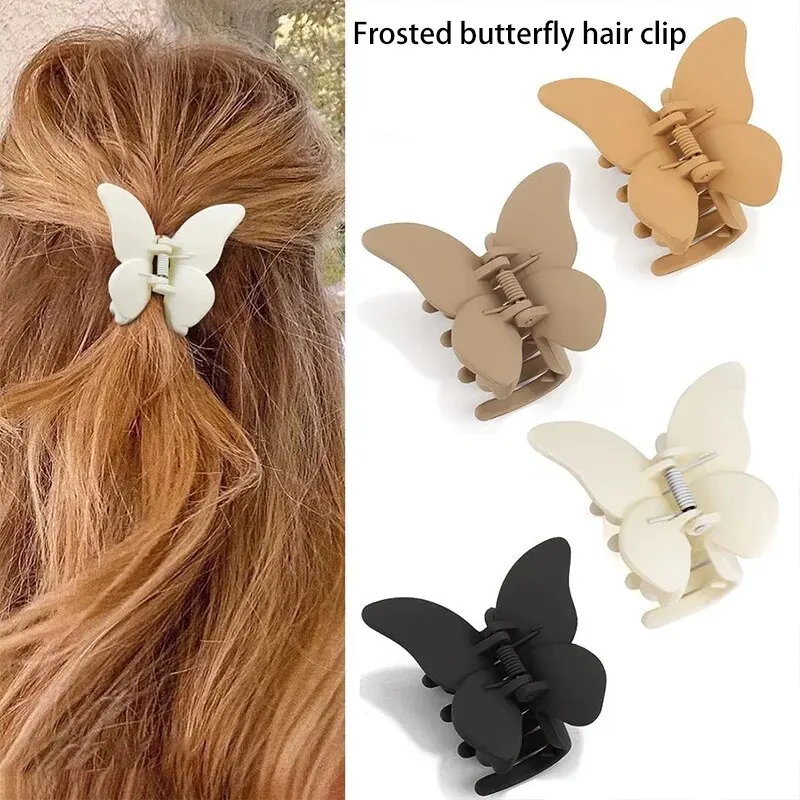 Зажим для волос с изображением бабочки белый матовый зажим задней поверхностью