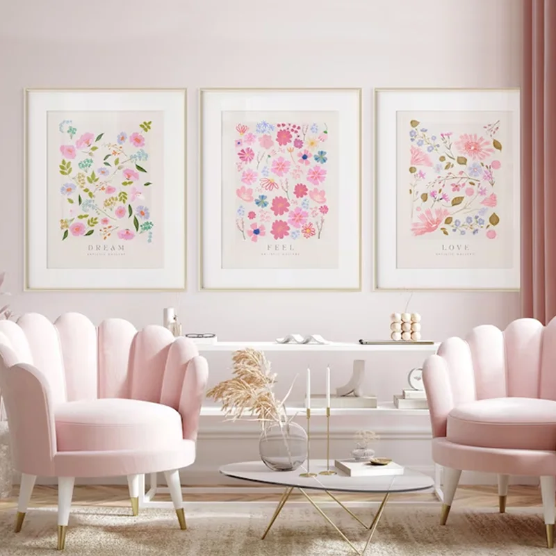 Розовый цветочный рынок модная картина на холсте авангардный эстетический