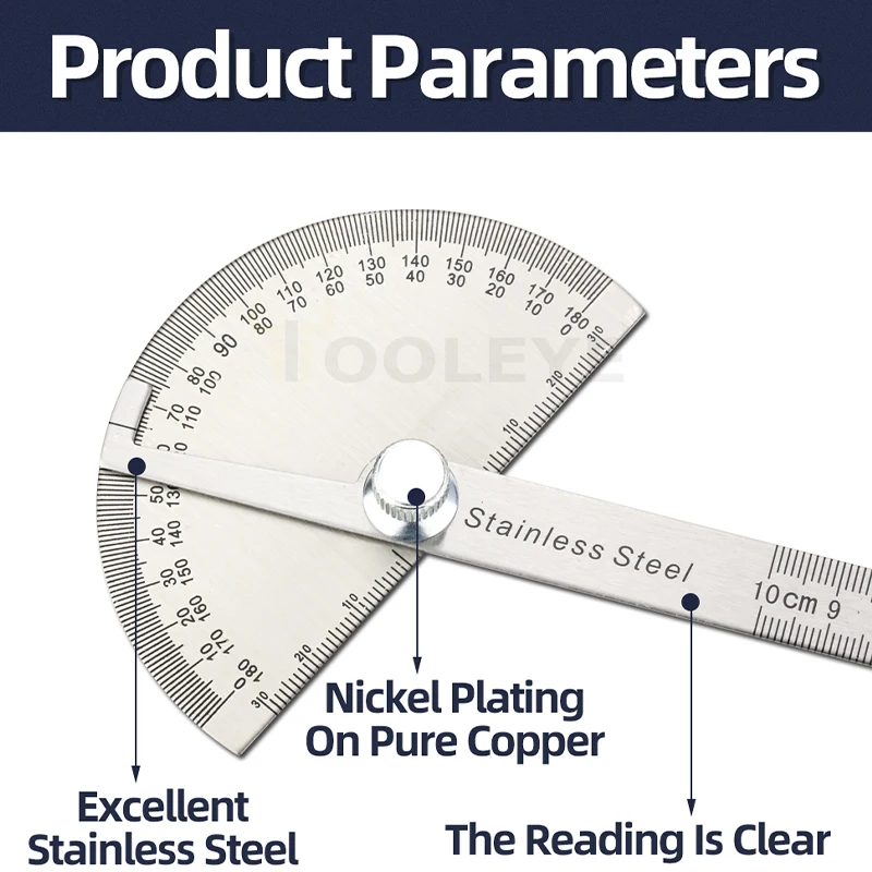 180 Degree Protractor Metal Angle Finder Goniometer Ruler Stainless Steel Woodworking Tools Rotary Measuring | Инструменты
