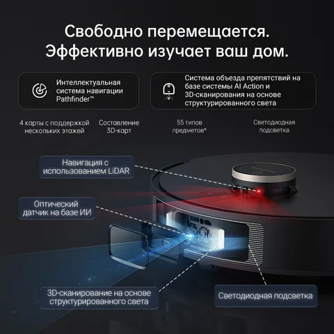 Робот-пылесос Dreame L30 Ultra, <500 Вт, беспроводной, влажная уборка, пылесборник