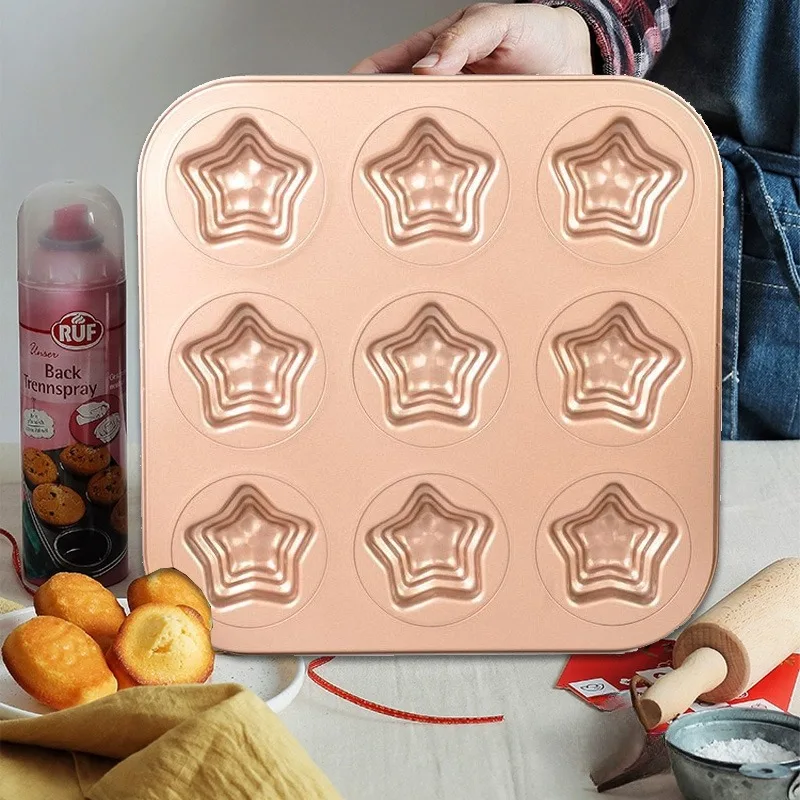 

4-12cup Star Shape Baking Tools Pentagram Mousse Cake Baking Pan Non-Stick Madeline Mold Pastry Tray Mini Donut Muffin Bakeware