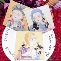 kawaii sanrio earrings mymelody kuromi cartoon cute creative asymmetric earrings anime fashion niche jewelry girls gifts