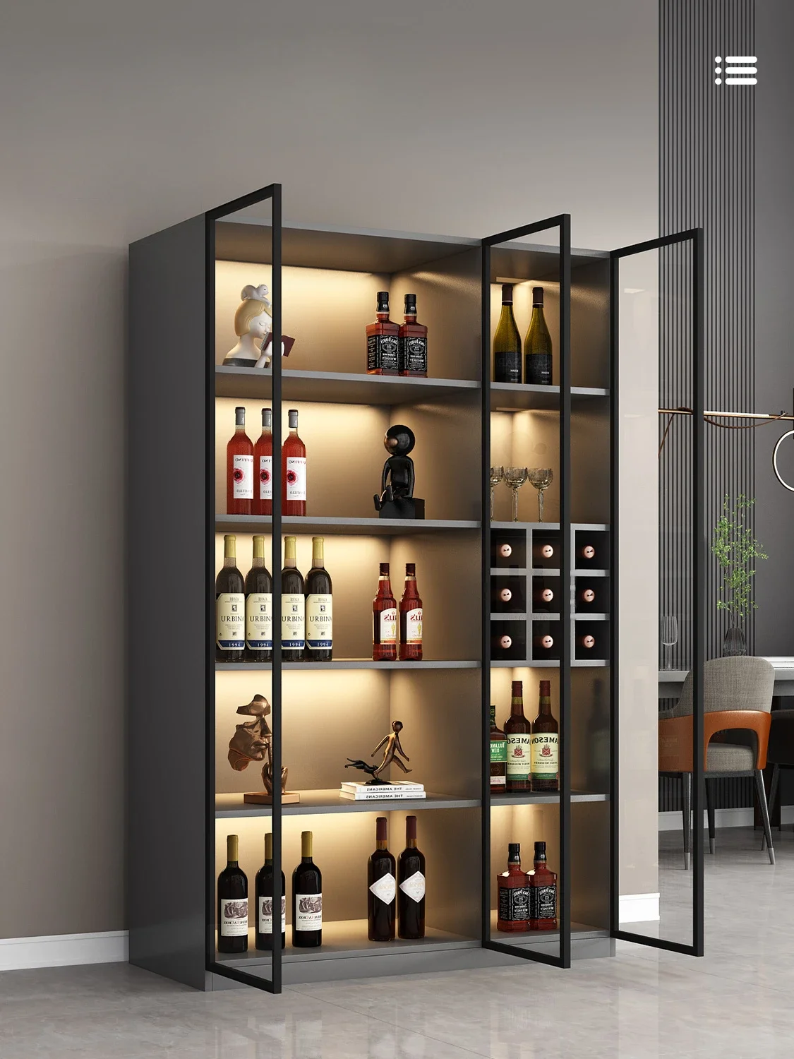 Винный шкаф витрина домашний стеклянный светильник для хранения в гостиной