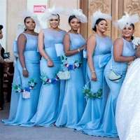 custom made womens evening dresses mermaid bridesmaid dress with big bow sash party gowns for weddings fashion vestido de novia