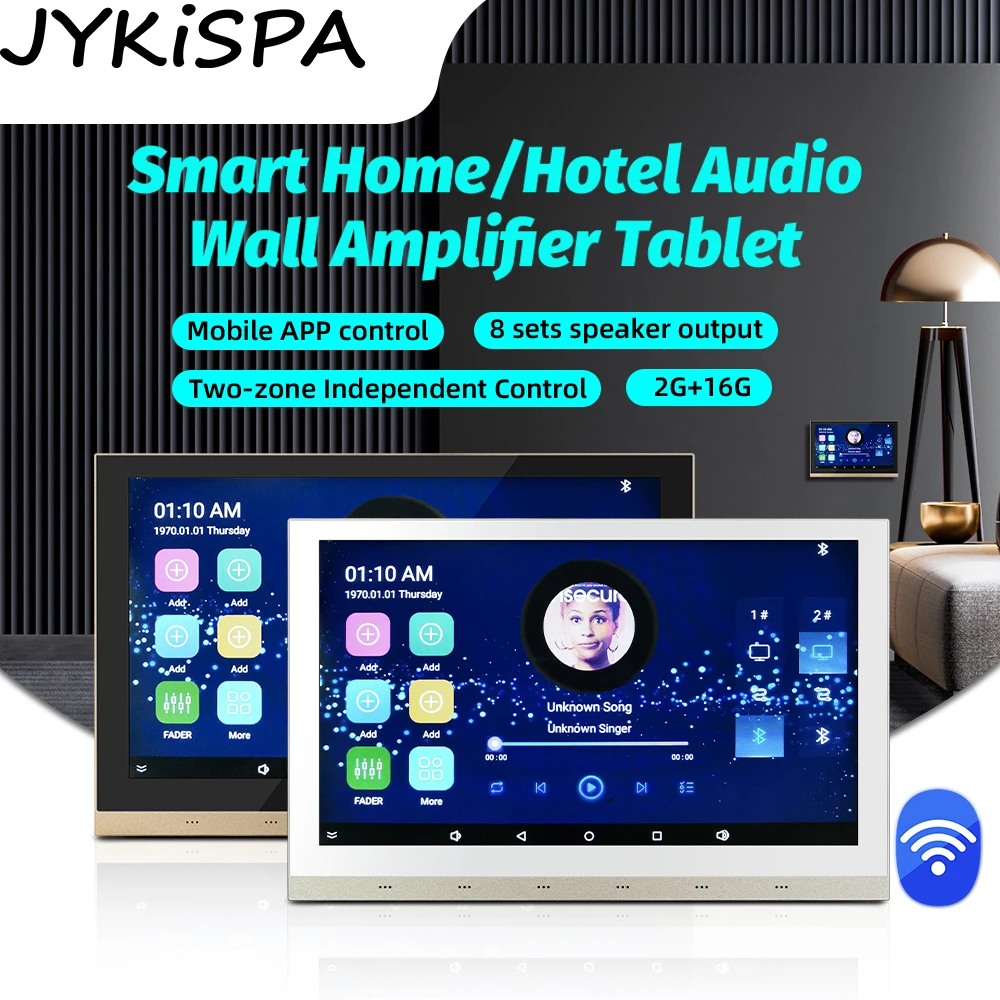 

Smart Home WiFi Amplifier 10inch Touch Screen Bluetooth In-wall Amplifiers 25W Audio Background Music Audio Stereo Panel