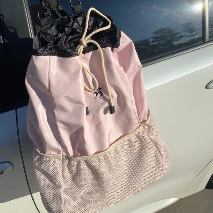 

2023 Sweet New Lightweight Nylon School Backpacks High-capacity Mesh Bag for Women Y2k Fashion Ruched Drawstring Bookbag