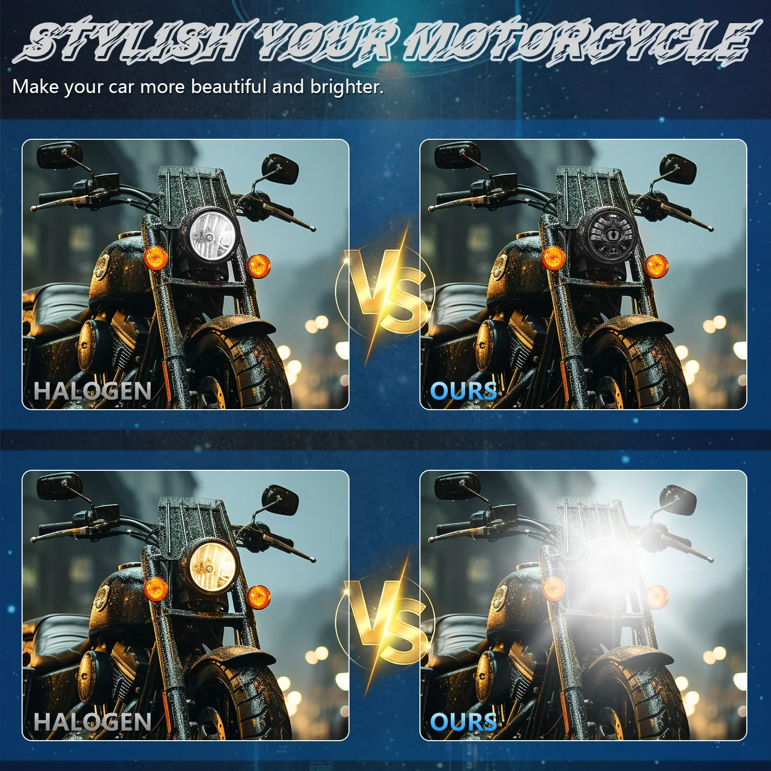 MONDEVIEW R17 H4 5 75 Faretto del motociclo 38000LMembali di marcia diurna Blu matrice 380Wembali di? dellɺutomobile