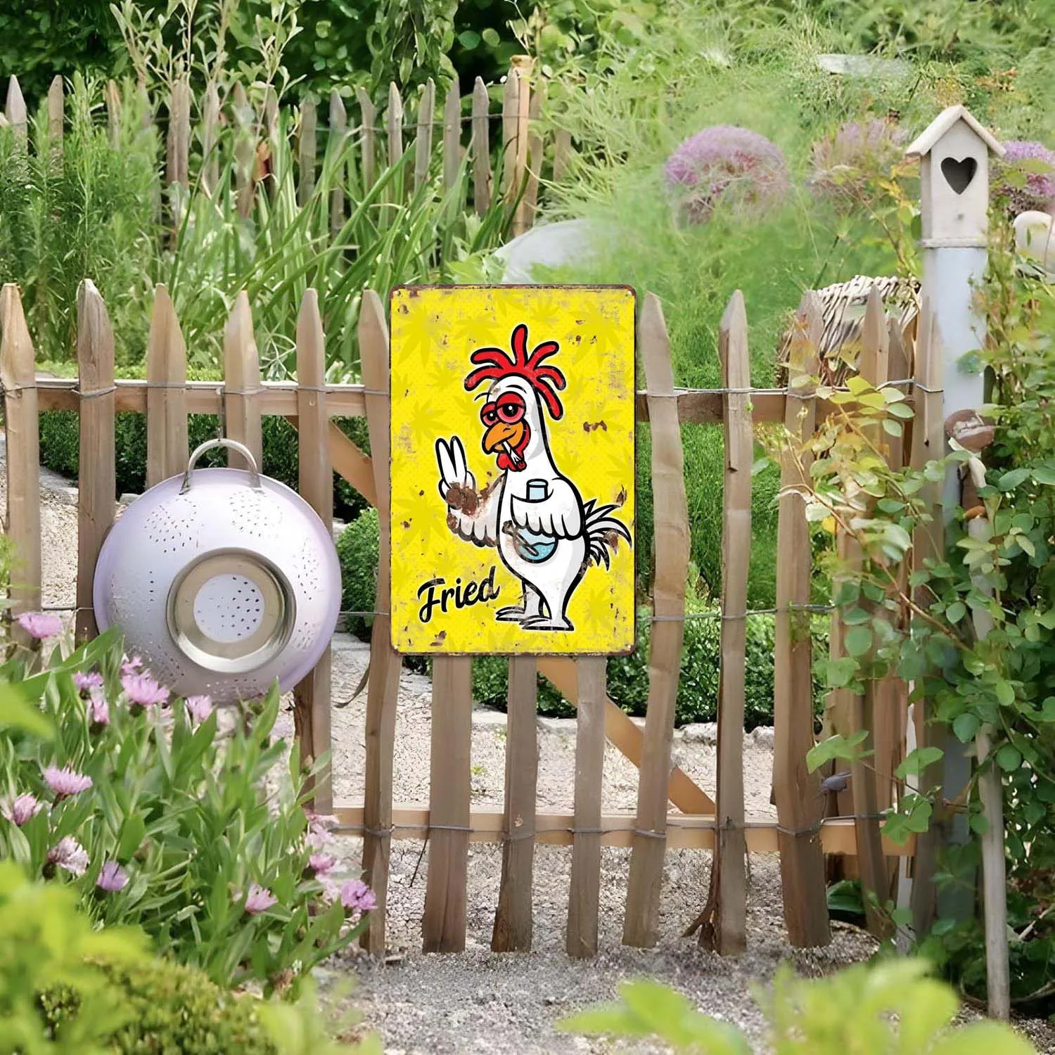 Жареный Забавный куриный Ржавый металлический знак металлическая настенная