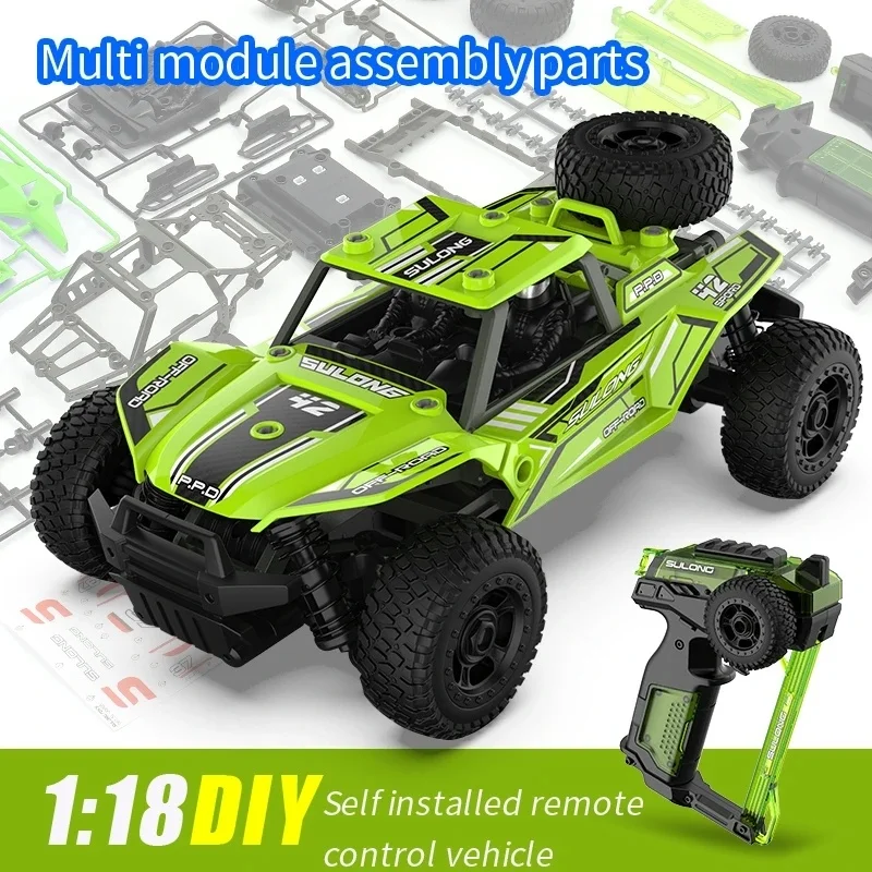 New Rc Car Diy Building Blocks Kit 1:18 Assembly Stem Off Road Climbing Simulation Model Remote Control Cars Gift Toy Kids Boy