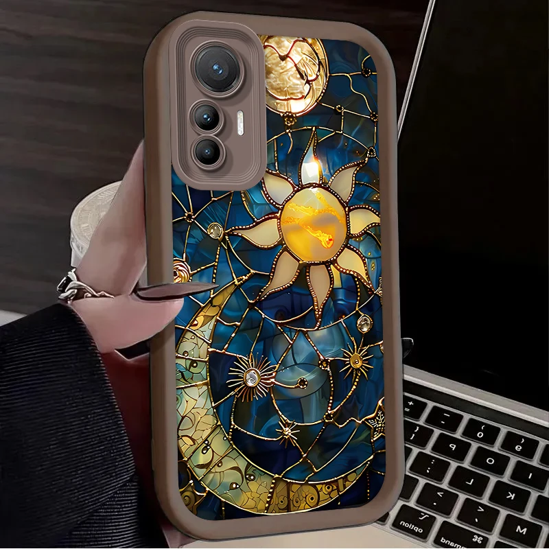 Фото Чехол со стеклянным узором Sun Moon для Xiaomi Poco X7 X6 X5 X3 NFC F7 F6 F5 F3 M7 M6 Pro 4G 5G Mi 12 11 Lite NE 5G 13T 12T 11T 14T Pro №4