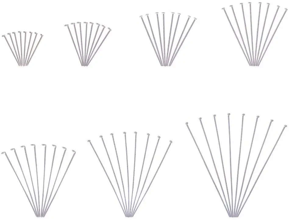 

NBEADS 700PCS 304 Stainless Steel Head Pins Findings 7 Styles Eye Pin 3/5 2 Inch Length 23 Gauge for Jewelry Making