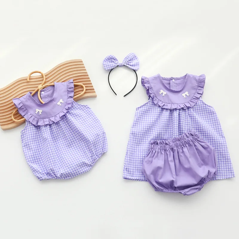 

2023 Baby Girl's New Fart Clothes Creeping Clothes Girls' 2-pieceSummerBaby Clothes Children's Sleeveless Suit Lovely in Summer
