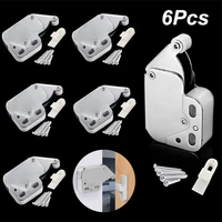 6pcs door catches self locking spring buckle push in touch lock mini hidden latch for cabinet doors and furniture 34 x 27mm