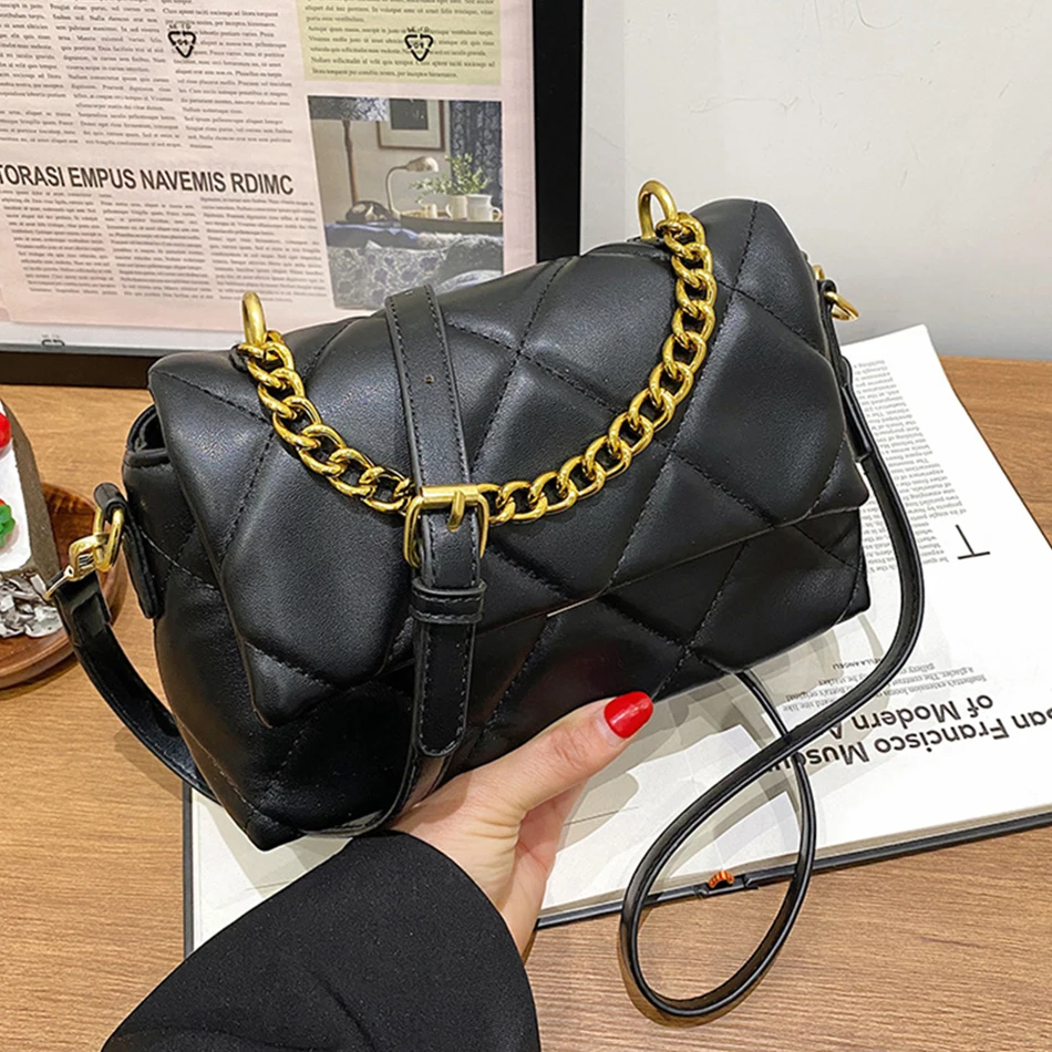

New Trends Style Women Bags 2022 Fashion Messenger Bag for Lady Luxury Shoulder Bag High Quality PU Leather with Chain Crossbody