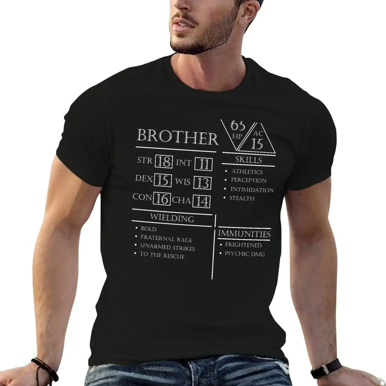 Brother Stats - Лист с персонажами Белая футболка летний топ кавайная одежда рубашка на