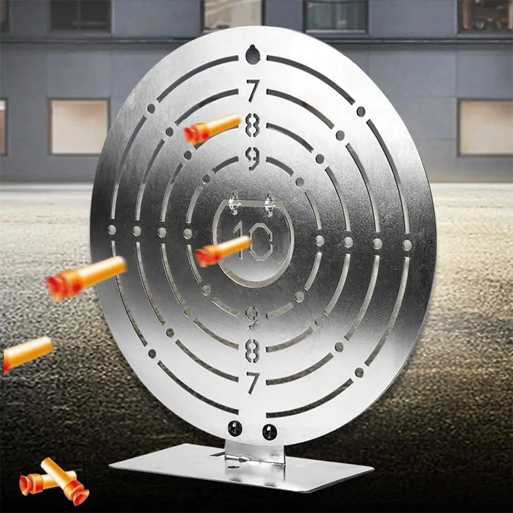 

Round Stainless Steel Target Strong Stable Reinforced Base Practice Target Clear Code Hanging Ring Design Durable Metal Target
