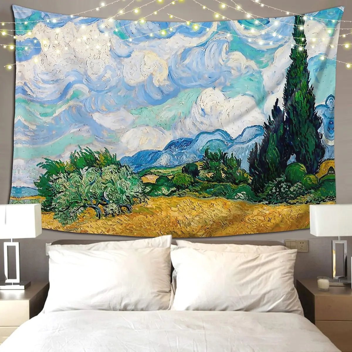 

Wheat Field With Cypresses By Vincent Van Gogh Tapestry Funny Wall Hanging Home Tapestries for Living Room Bedroom Dorm Room