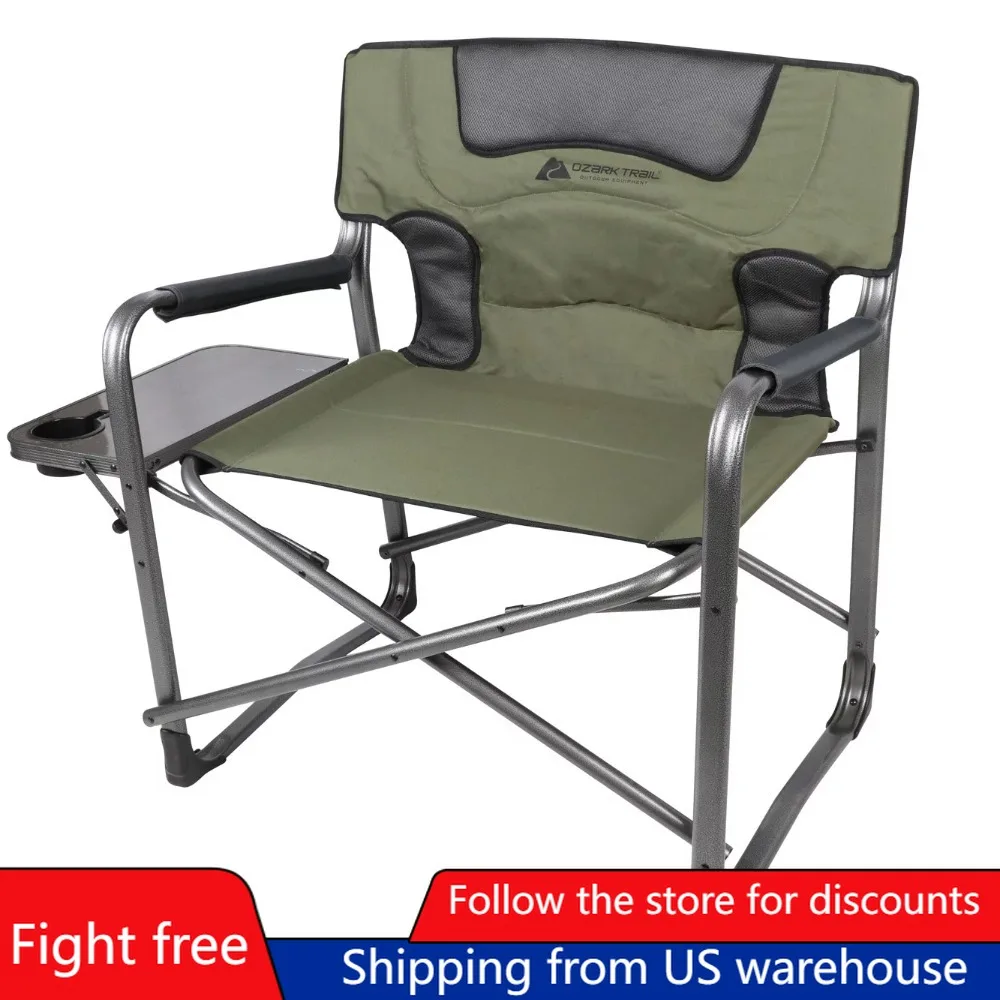 

Кресло Ozark Trail для взрослых, директорский стул для кемпинга XXL, пляжный складной стул, зеленая свободная уличная мебель, складной