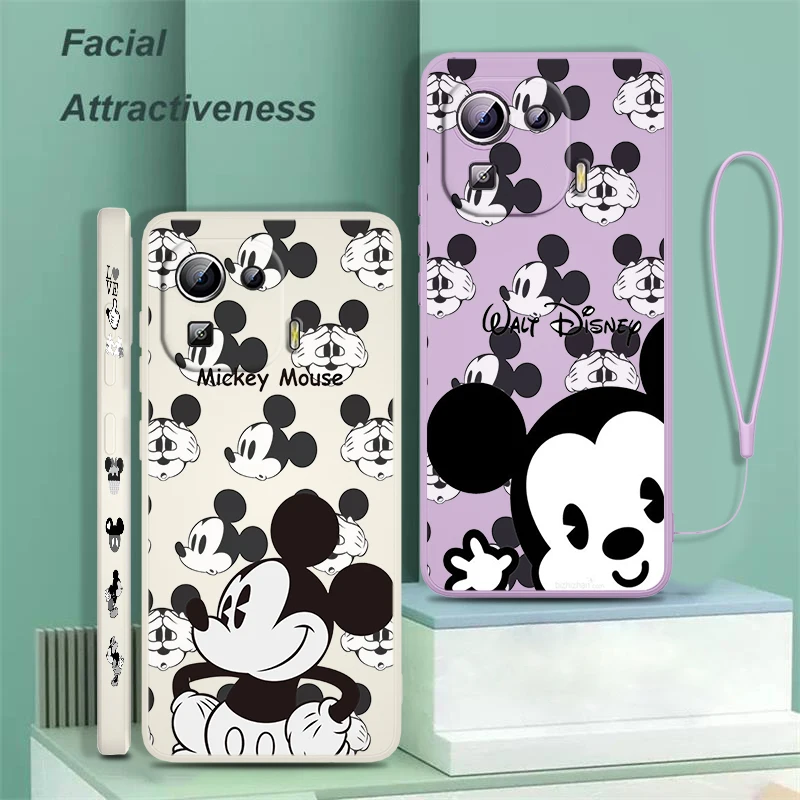 

Disney Mickey Mouse Art Phone Case For Xiaomi 12 11 11i 11T 10T 9 SE Ultra Lite Poco X4 M4 F4 GT Pro Liquid Left Rope Funda