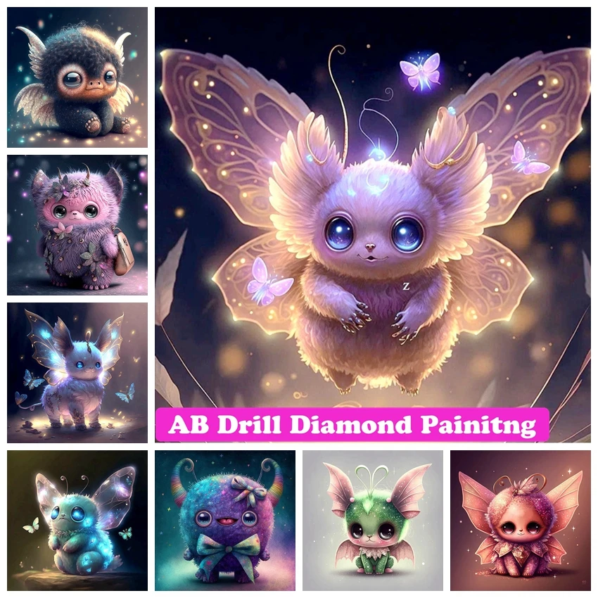 

Cartoon Cute Elf Animal DIY AB Diamond Painting Cross Stitch Rhinestones Fantasy Mosaic Embroidery Home Decor Kids Gift New 2023