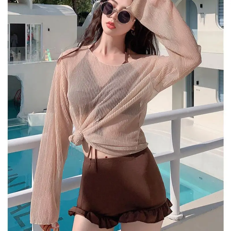 Корейский сексуальный купальник комплект из 3 предметов женские купальники с